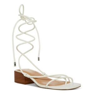 Madden Girl Sorrin Ankle-Tie Block-Heel Sandals, White, Women Size 7M Item#290